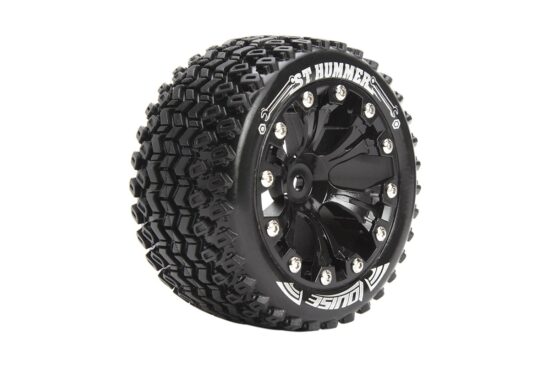 Louise　1/10接着済タイヤ 【ST-HUMMER/リア】 【1/2オフセット12mm六角ハブ /ブラック/2ｹ】 AV3209SBH