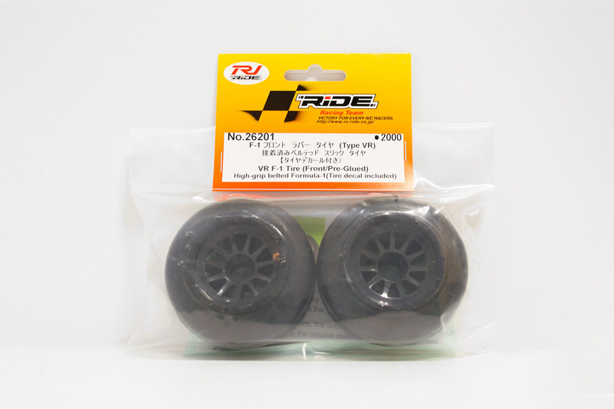 RIDE　F-1 フロント ラバータイヤ　（Type VR）接着済みベルテッド　スリックタイヤ[タイヤデカール付き]　No.26201