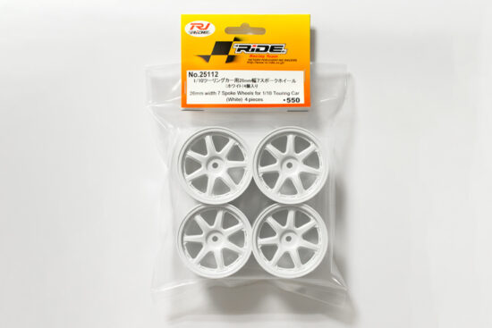 RIDE　1/10ツーリングカー用26mm幅7スポークホイール(ホワイト)4個入り　25112