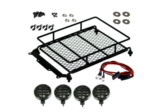イーグル模型　ルーフキャリアー・ラウンドタイプ黒ネット白LED:電源(4.8-6.0V)用　led-18rou-n-bw