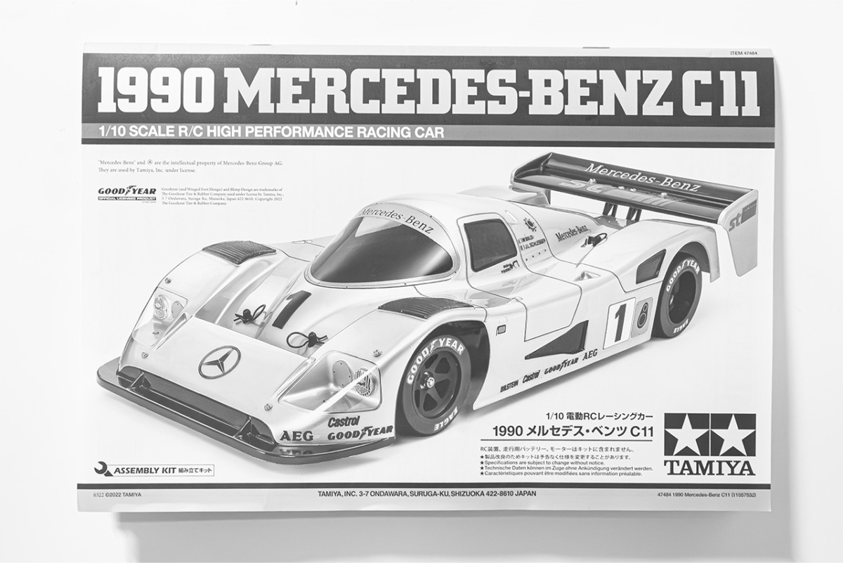 【中古販売】　タミヤ　1/10RC 1990 メルセデス・ベンツ C 11　サーボ・ESC・オプション・スペアボディ付き (未走行)