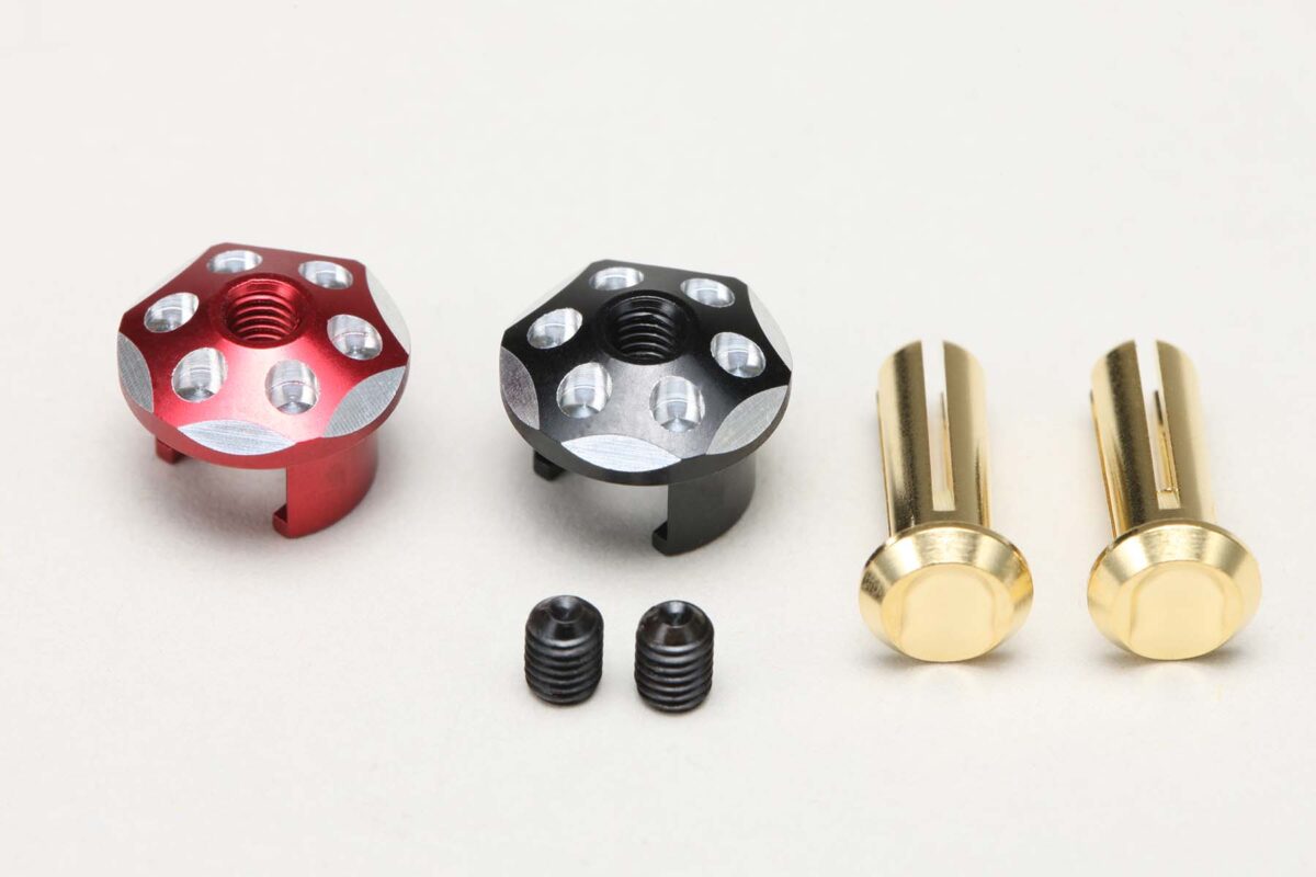 ヨコモ　 Racing Performer アルミ製 バッテリープラグ キャップ セット Φ4 (赤/黒)　　RP-121P4