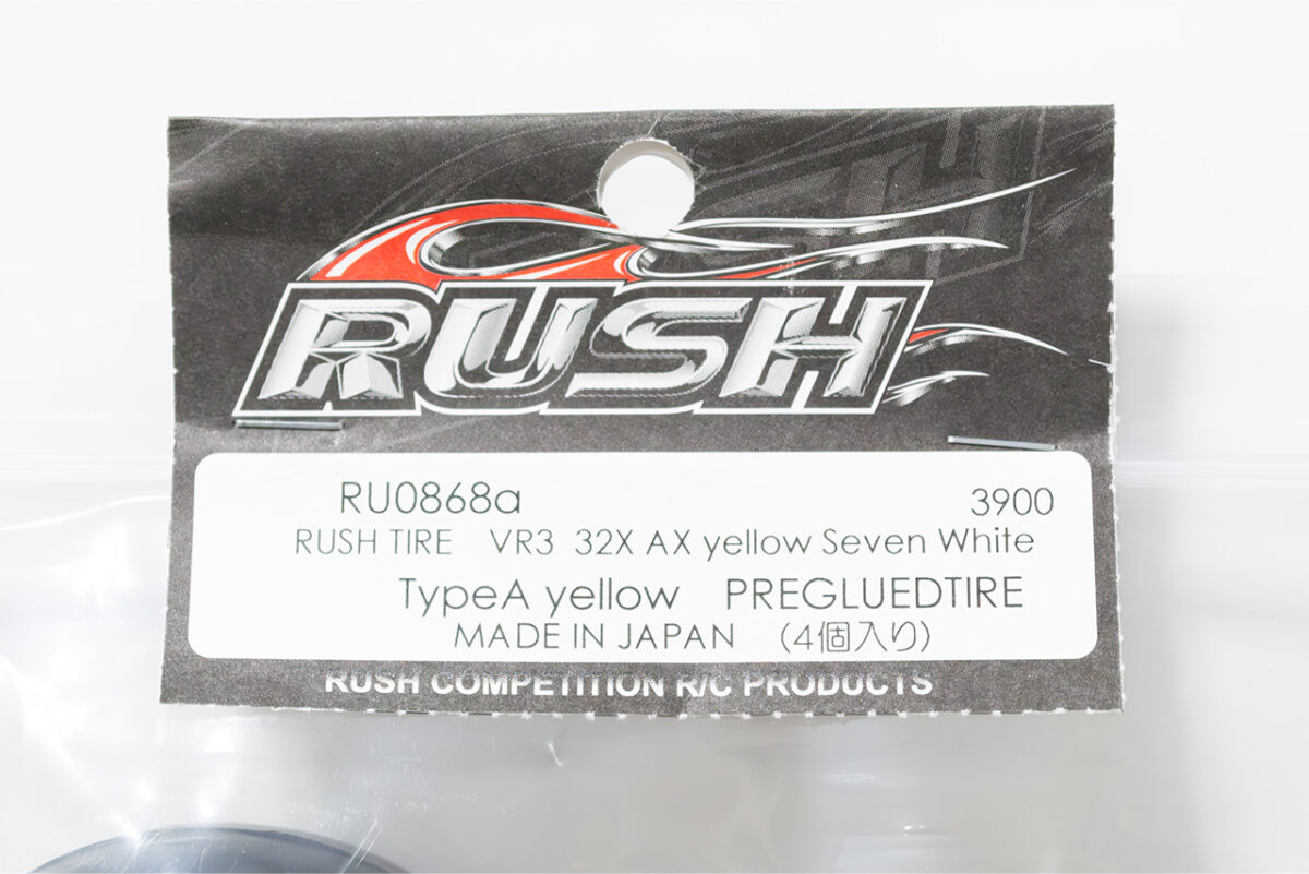 RUSH TIRE　VR3 32X Seven white Type A yellow PREGLUEDTIRE　RU0868a