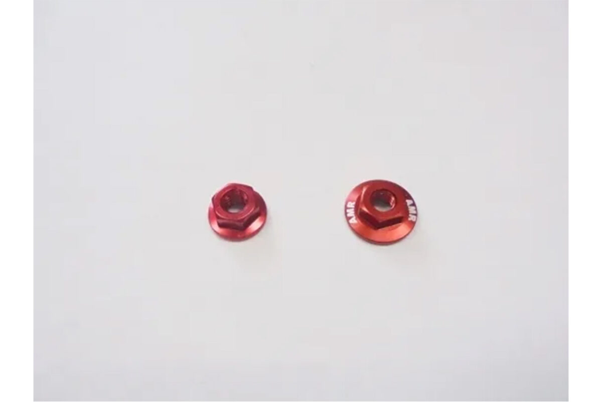 AMR　M4大径アルミフランジナット（レッド/セレート付/4pcs）　AMR-025R