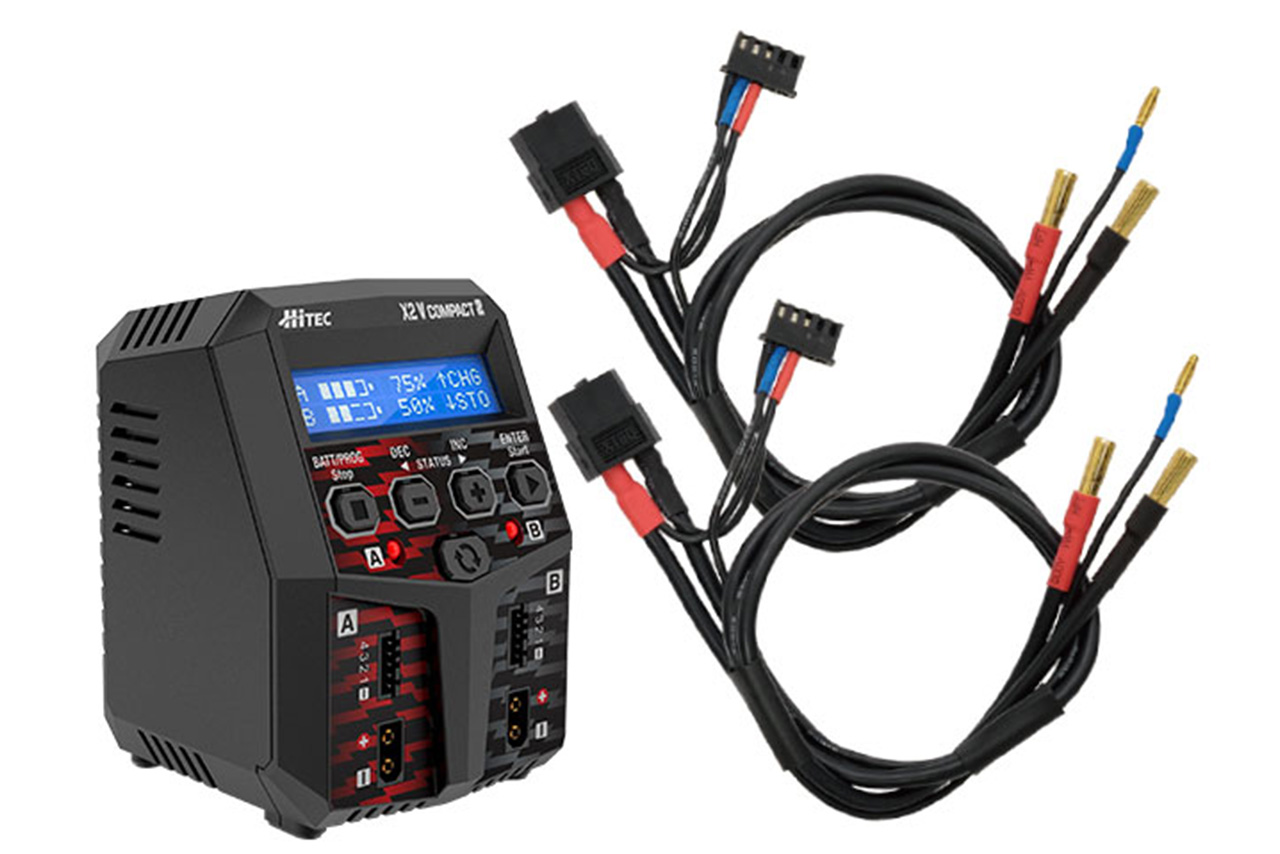 ハイテック　AC充電器 ［ ACバランスチャージャー X2 バーティカル コンパクト 2 ］ドリフト用ケーブルセット　44363