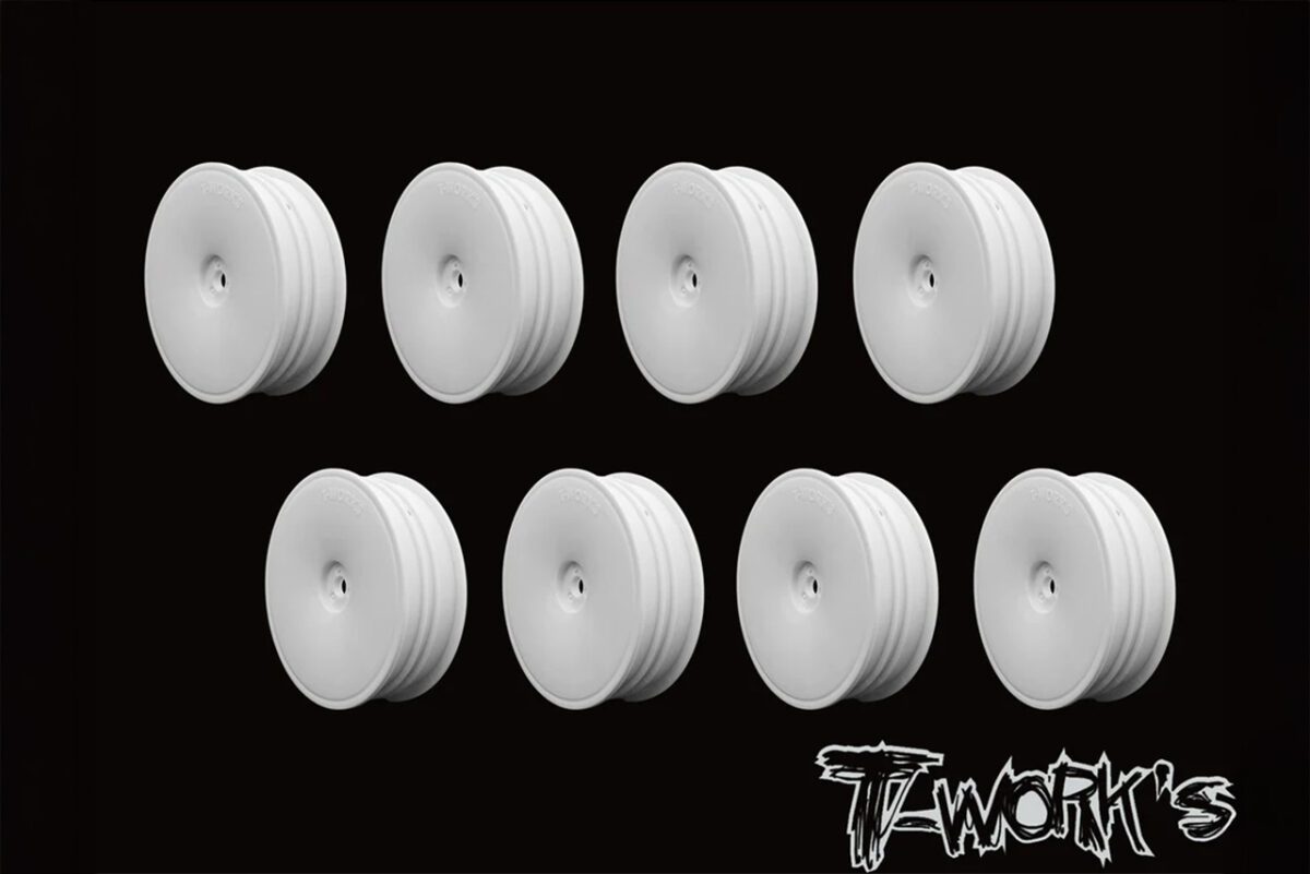 T-work's　2WD用スリムフロントホイール・ホワイト 【アソシ/ヨコモ/京商/XRAY用・8ケ入】　TE-218-DW-8　