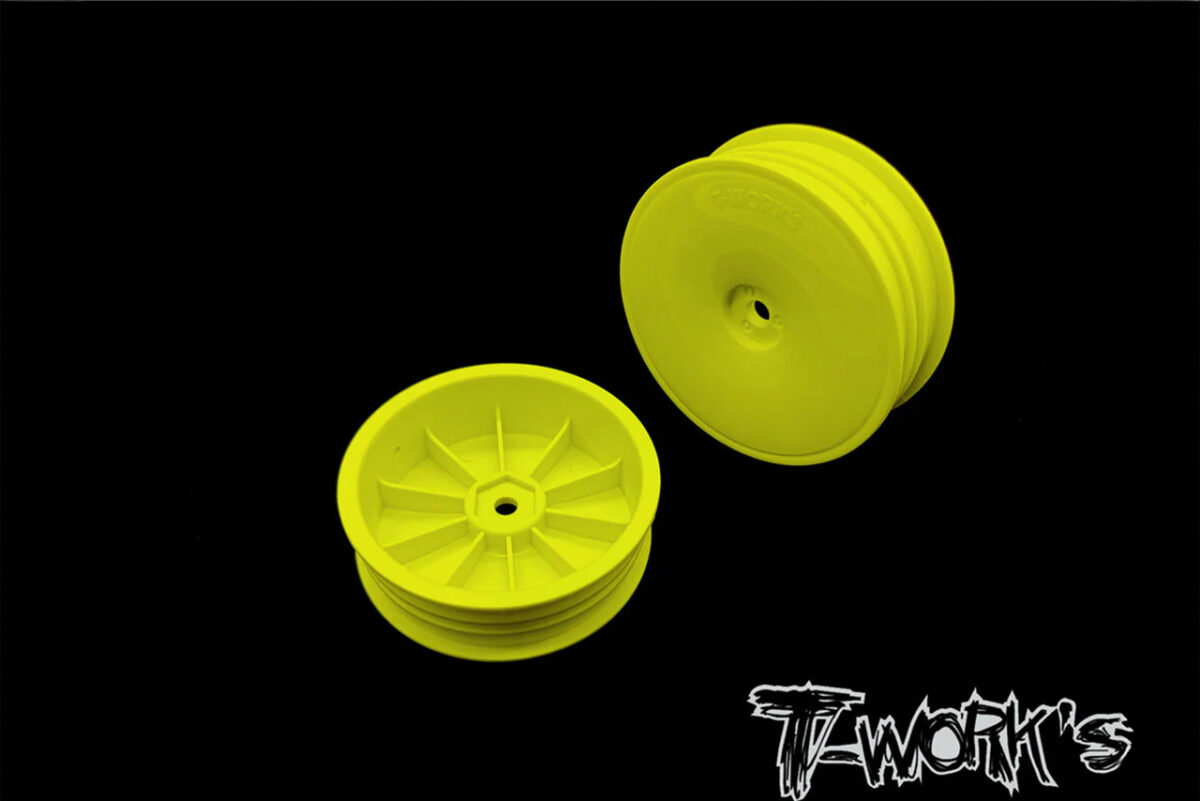 T-work's　2WD用スリムフロントホイール・イエロー 【アソシ/ヨコモ/京商/XRAY用・8ケ入】　TE-218-DY-8