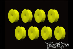 T-work's　2WD用スリムフロントホイール・イエロー 【アソシ/ヨコモ/京商/XRAY用・8ケ入】　TE-218-DY-8