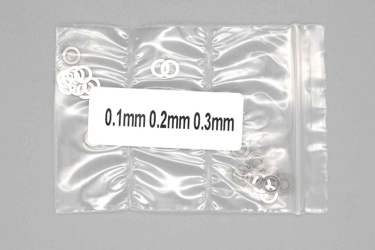 HRDプロジェクト　Shim Set 5x7mm (0.1/0.2/0.3mm) 10pcs each / シムセット 5x7mm(0.1/0.2/0.3mm 各10枚入り)　MRD-AC002