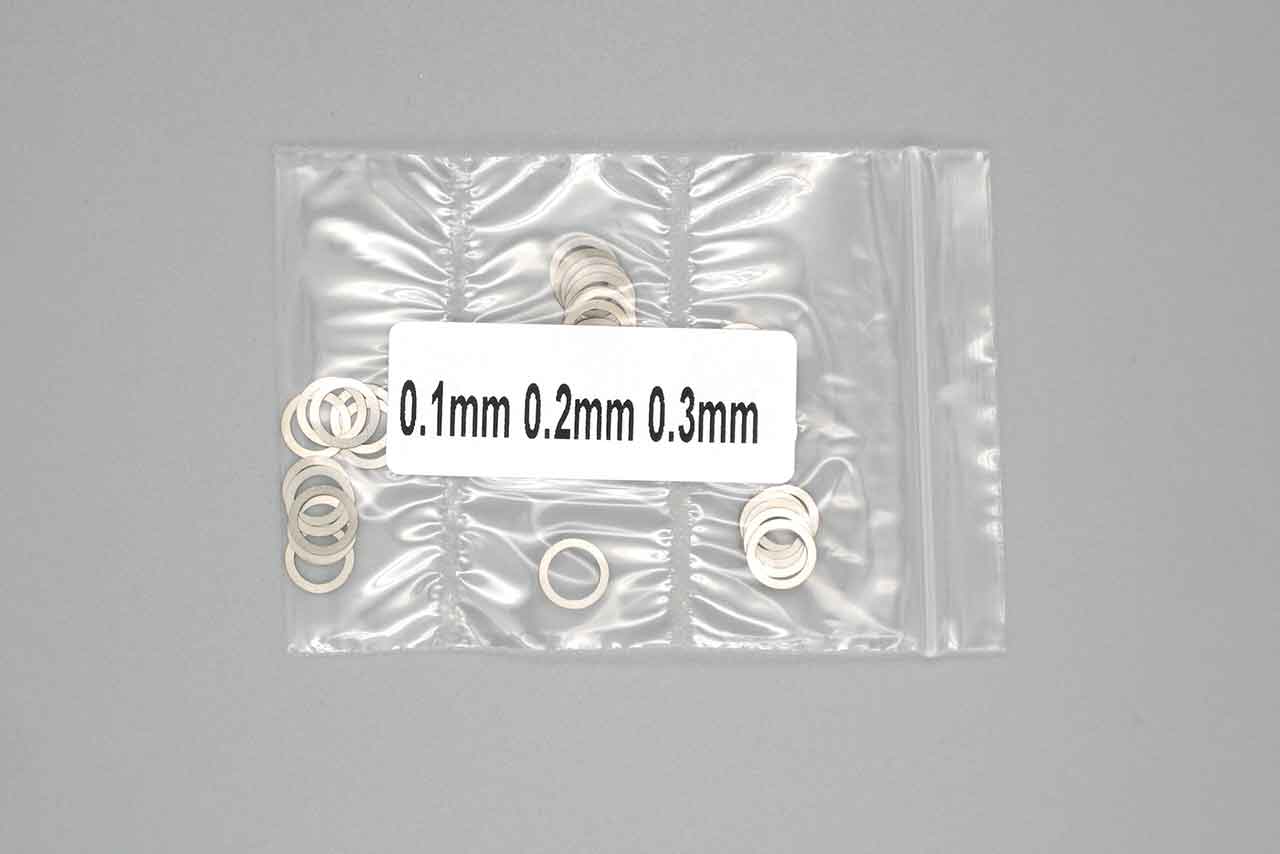 HRDプロジェクト　Shim Set 5x7mm (0.1/0.2/0.3mm) 10pcs each / シムセット 5x7mm(0.1/0.2/0.3mm 各10枚入り)　MRD-AC002