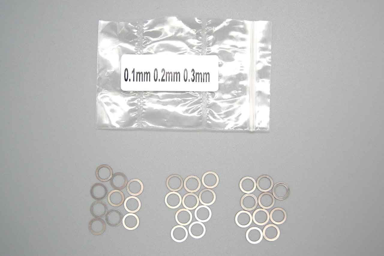 HRDプロジェクト　Shim Set 5x7mm (0.1/0.2/0.3mm) 10pcs each / シムセット 5x7mm(0.1/0.2/0.3mm 各10枚入り)　MRD-AC002