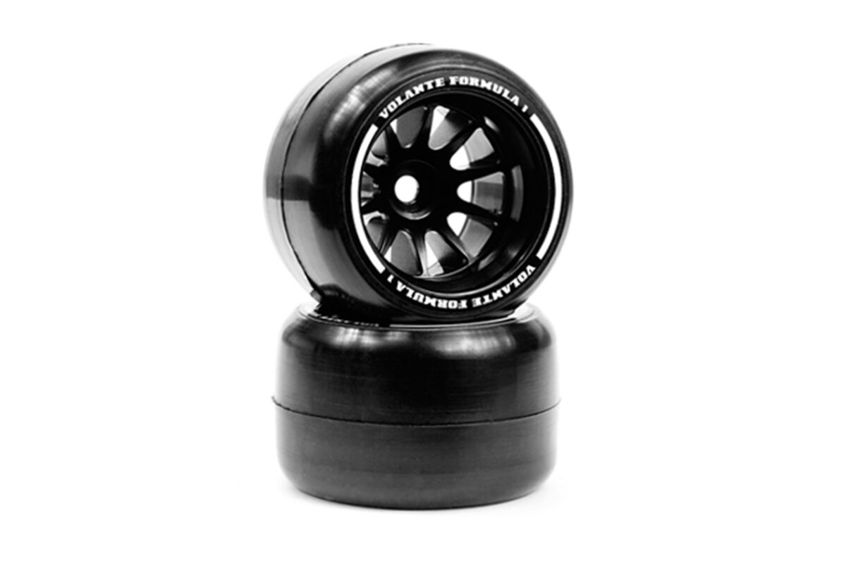 Muchmore racing　VOLANTE F1 Rear Rubber Slick Tires Asphalt Revolution Soft Compound Preglued (White) 　VF1-RARSS