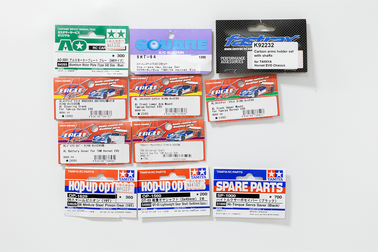 【中古販売】　タミヤ　ホーネットEVO.　モーター・ESC・サーボ　オプション付き(未走行)