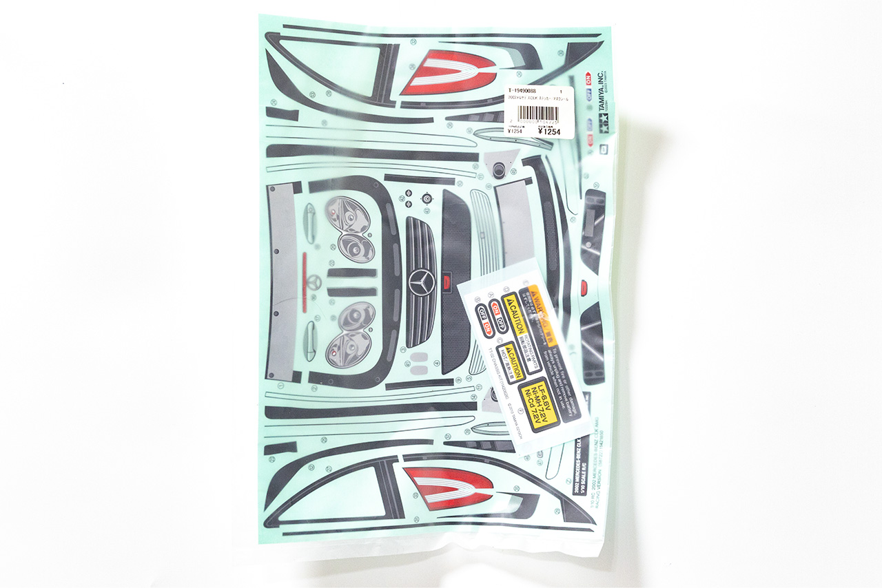 【中古販売】 タミヤ　2002メルセデス CLK AMG クリアボディ・ステッカー・Hパーツ(未開封)